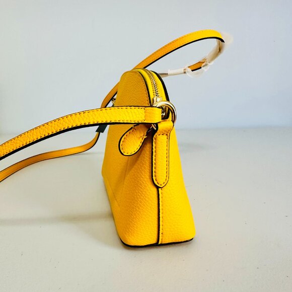 LAUREN RALPH LAUREN YELLOW ZIP TOP HALF MOON CROSSBODY BAG - Picture 4 of 12